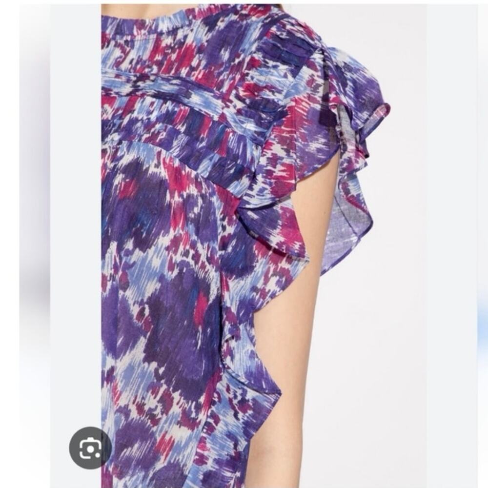 NWT Isabel Marant etolie abstract flutter sleeve layona blouse XS - Picture 4 of 14